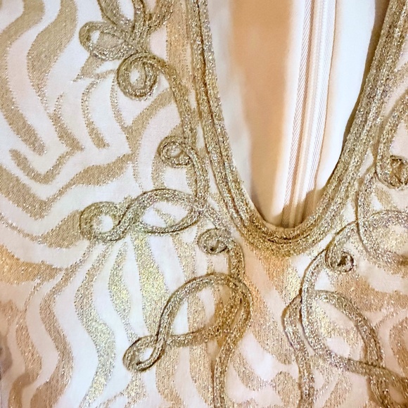 Lilly Pulitzer Milannia Gold Metallic Zebra Jacquard Shift Dress Sz 12 EUC - Picture 5 of 9
